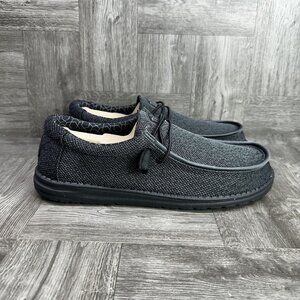 Hey Dude Wally Sox Men's size 12 Black Canvas Slip On Shoes